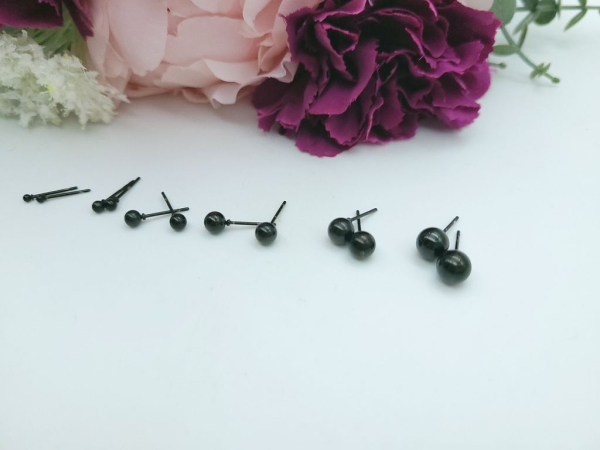 Kugel Edelstahl Ohrstecker schwarz